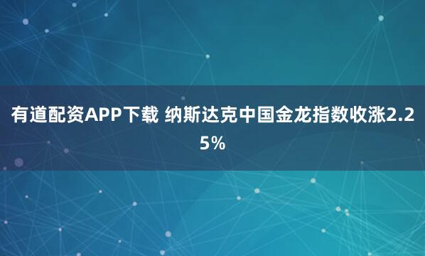 有道配资APP下载 纳斯达克中国金龙指数收涨2.25%